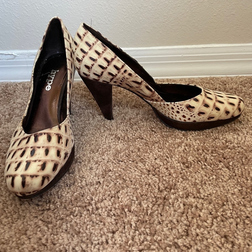HYPE Alligator Print Platform Heels